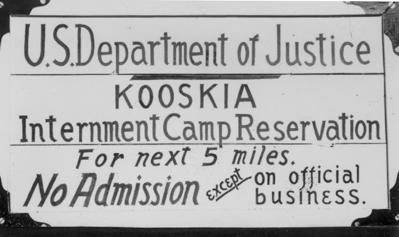 Kooskia Internment Camp Scrapbook Entrance Sign