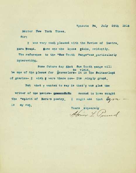 Homer Pound letter, July 26, 1918