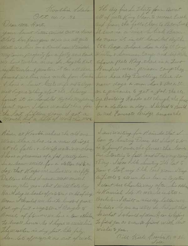 Letter from Kooskia, 1936