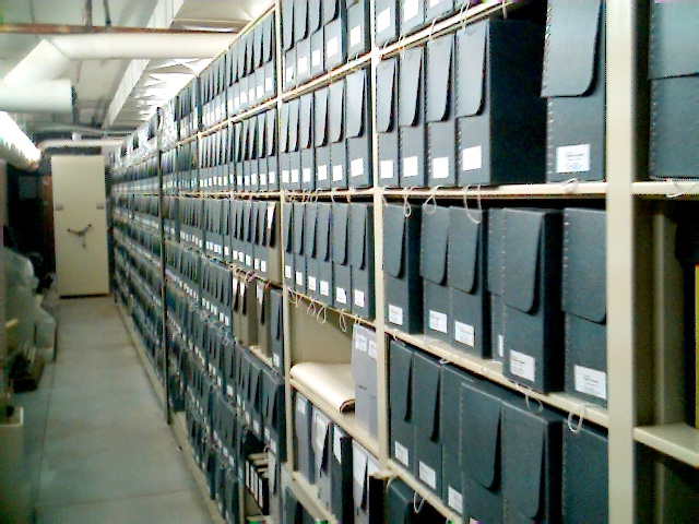 Main stacks in Special
 Collections, July 2003