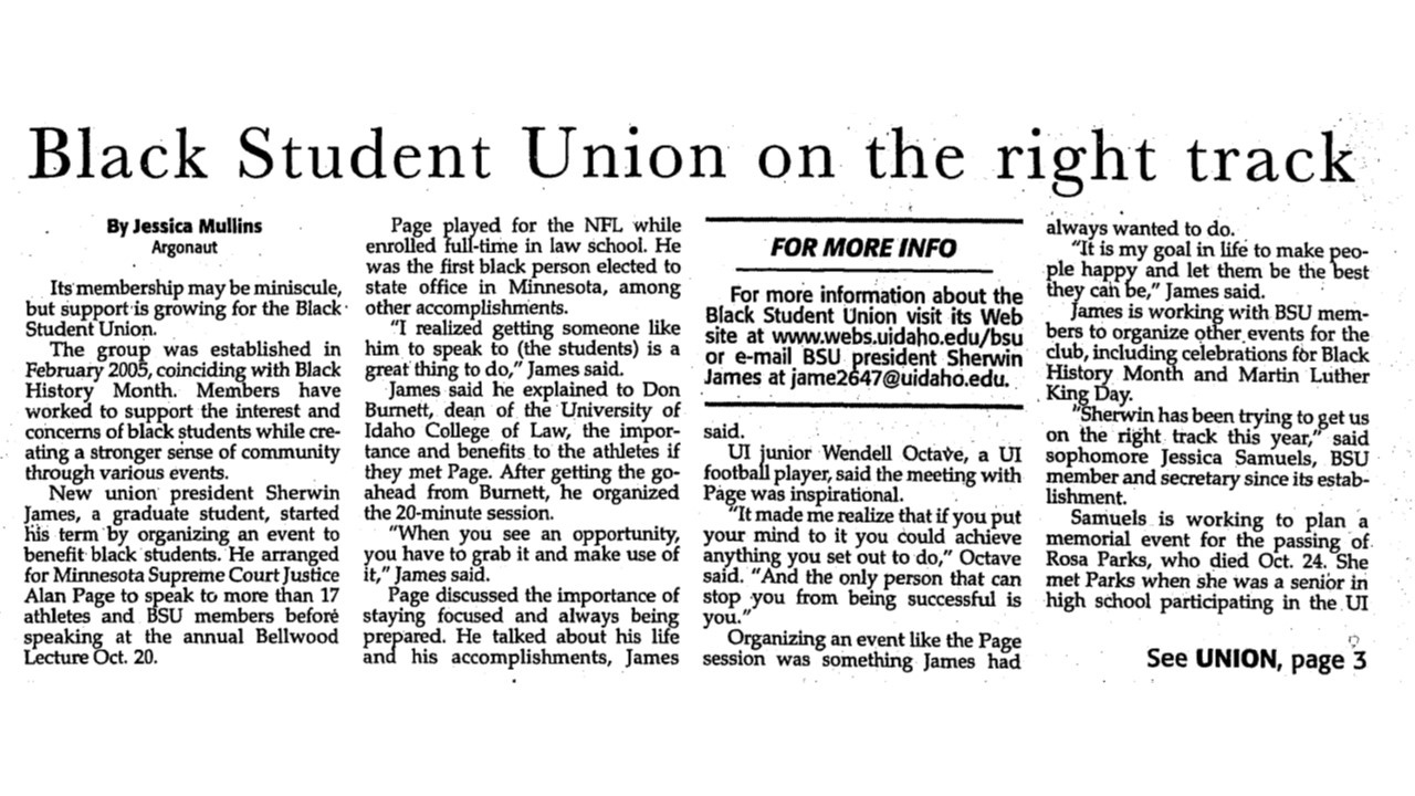 Black Student Union Once More | Black History at the University of Idaho