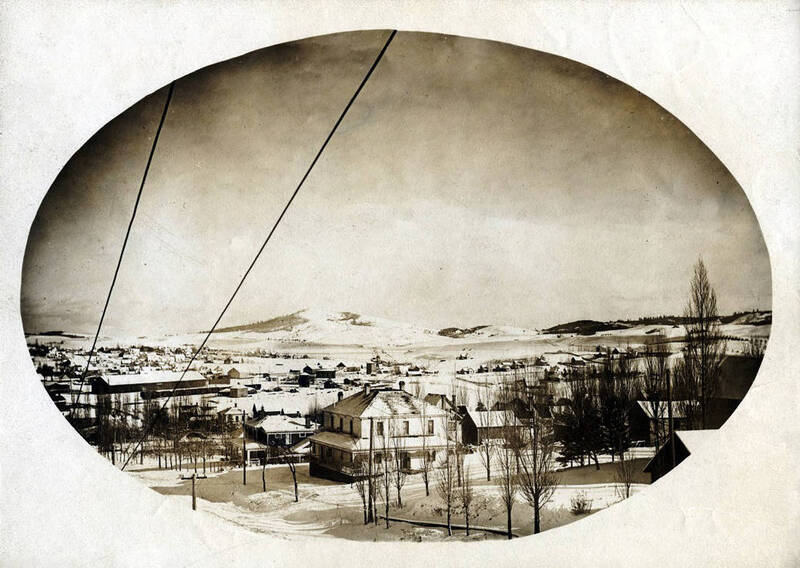 Panoramic view of Moscow, Idaho. Snow scene.