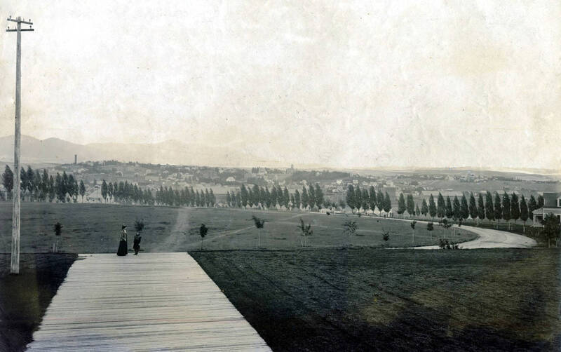 Panoramic view of Moscow, Idaho taken from the steps of old Administration Building.