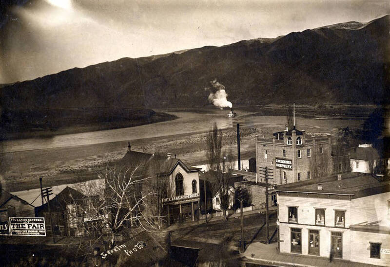 Birdseye view of C. Weisgerber Brewery and Wite Bros. Fruit. Lewiston, Idaho.
