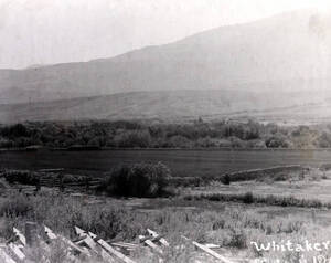 Panoramic view of Lemhi Valley showing remains of Fort Lemhi. Idaho.