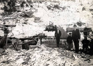 B. Brandt home demolished by snowslide. Mace, Idaho.