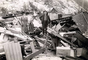 Ed Weekler home demolished by snowslide. Mace, Idaho.