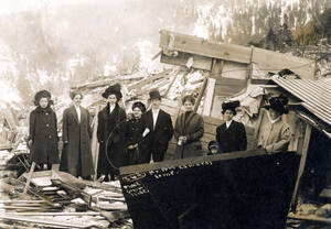 Paul Edwards home demolished by snowslide. Mace, Idaho.