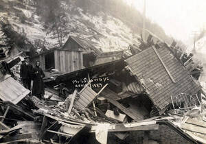 Mr. Cassaway home demolished by snowslide. Mace, Idaho.