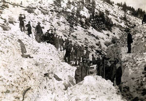 Hexla boys digging out after the snowslide. Mace, Idaho.