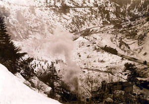 Looking down into Mace, Idaho after the snowslide.