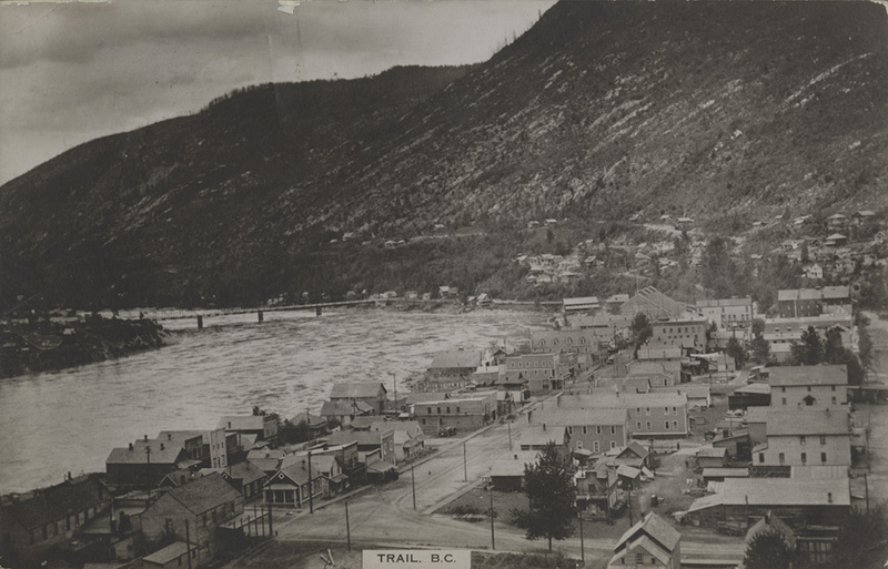 Postcard of the town of Trail, British Columbia, Canada.