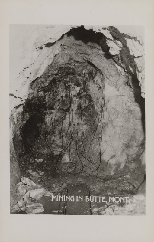 Postcard of the inside of a mine in Butte, Montana.