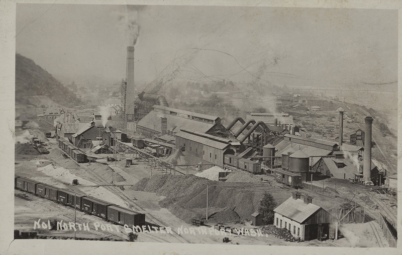 Postcard of an ore smelter in Northport, Washington.