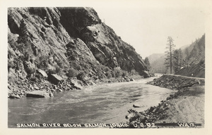 Postcard of Salmon River below Salmon, Idaho.