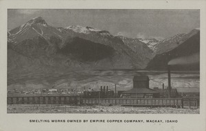Postcard of a smelting mill in Mackay, Idaho.