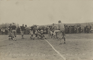 Postcard of a football game between the University of Idaho and Washington State College in 1912.