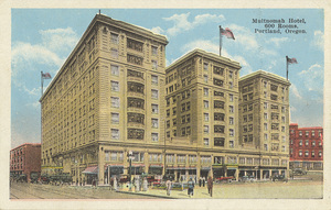 Postcard is of the Multhomah Hotel in Portland, Oregon.