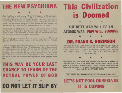 Flyer announcing Frank B. Robinson's new Lessons.