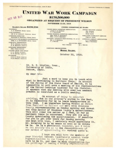 item thumbnail for Letter from Richard E. Randall to President Lindley, October 23, 1918