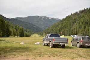 View of McFadden Mountain from the southern end of the Big Creek airstrip