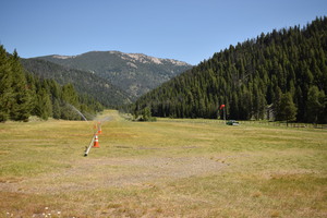 View of McFadden Mountain from the southern end of the Big Creek airstrip