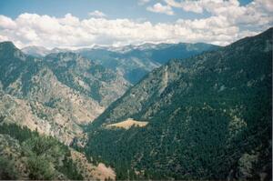 View of the Bighorn Crags, and Soldier Bar airstrip