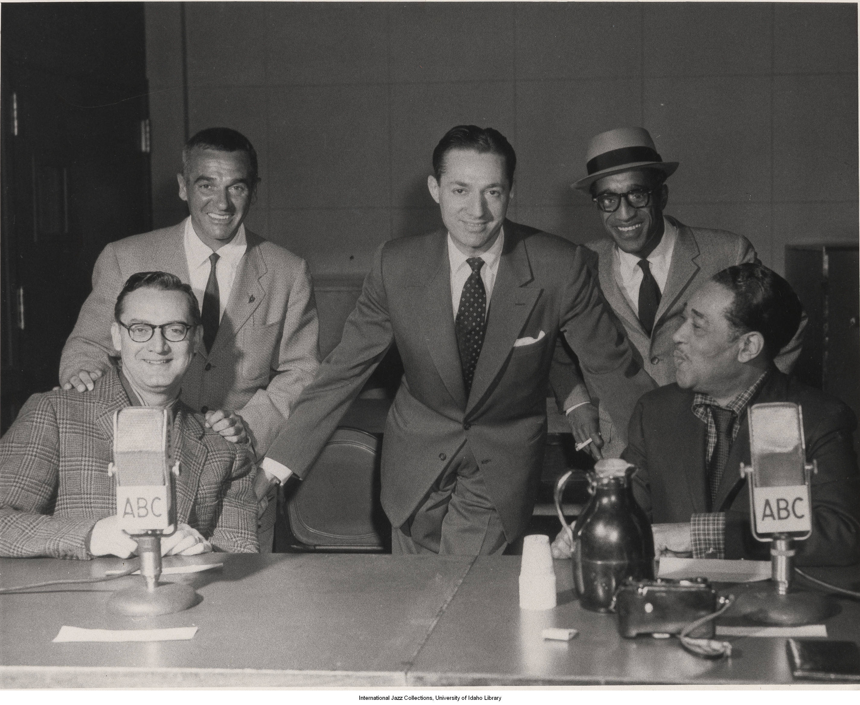 Steve Allen, Gene Krupa, Leonard Feather, Sammy Davis Jr., and Duke Ellington