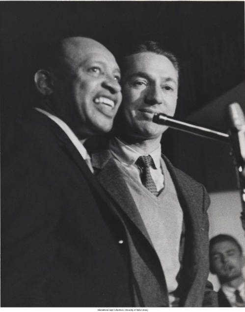 Lionel Hampton & Leonard Feather, broadcasting from the summit on Knob. L.A., 1962
