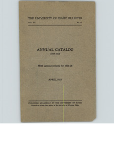 item thumbnail for University of Idaho Bulletin: Annual Catalog 1924-25 with Announcements for 1925-1926