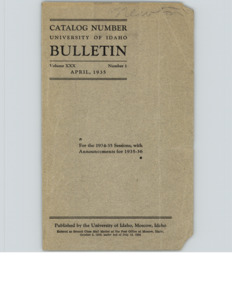 item thumbnail for University of Idaho Bulletin: Catalog Number 1934-35 with Announcements for 1935-36