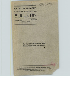 item thumbnail for University of Idaho Bulletin: Catalog Number 1935-36 with Announcements for 1936-37