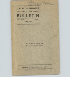 item thumbnail for University of Idaho Bulletin: Catalog Number 1936-37 with Announcements for 1937-38