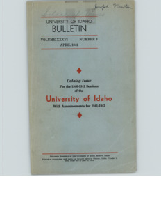 item thumbnail for University of Idaho Bulletin: Catalog Number 1940-41 with Announcements for 1941-42