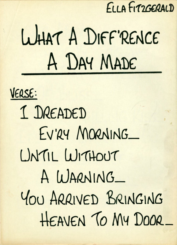 "What a Difference a Day Made" lyric sheet 