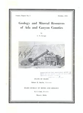 Geology and mineral resources of Ada and Canyon Counties (book cover)