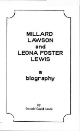Millard Lawson and Leona Foster Lewis: A biography (book cover)