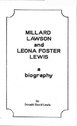 Millard Lawson and Leona Foster Lewis: A biography (book cover)