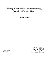 History of the Idaho Continental Mine, Boundary County, Idaho (book cover)
