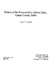 History of the Princess Blue Ribbon Mine, Camas County, Idaho (book cover)