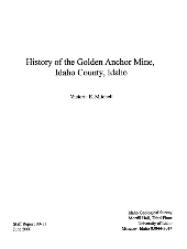 History of the Golden Anchor Mine, Idaho County, Idaho (book cover)