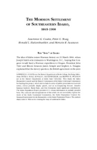 The Mormon settlement of southeastern Idaho, 1845-1900