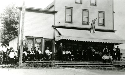 Deary Hotel front and seated crowd
