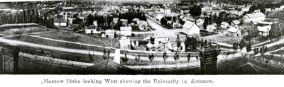 Moscow Idaho looking West showing the University in distance