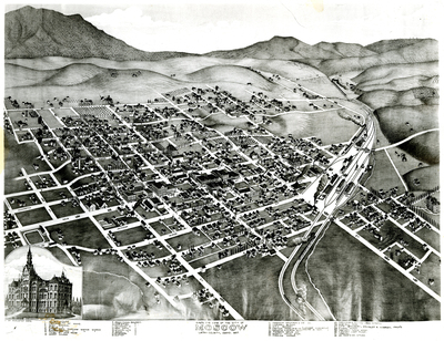Bird's Eye View of the city of Moscow Latah County, Idaho. 1897.