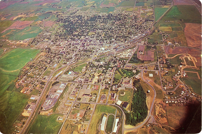Aerial view of Moscow, Idaho in color