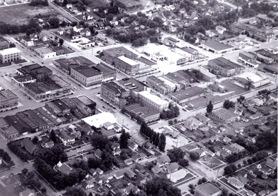 Aerial photo of downtown Moscow, Idaho