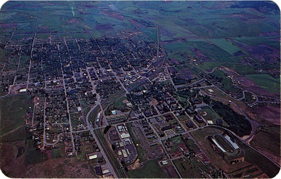 Aerial view of Moscow, Idaho from 1970