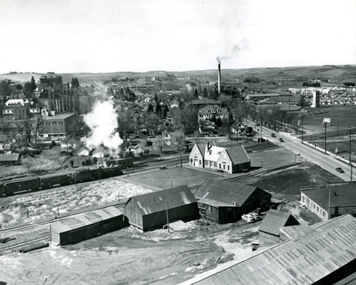 Moscow, Idaho looking west across the railroad tracks at the University of Idaho