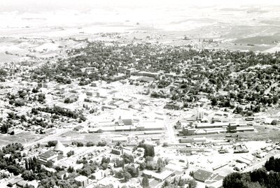 Aerial view of Moscow, Idaho looking east